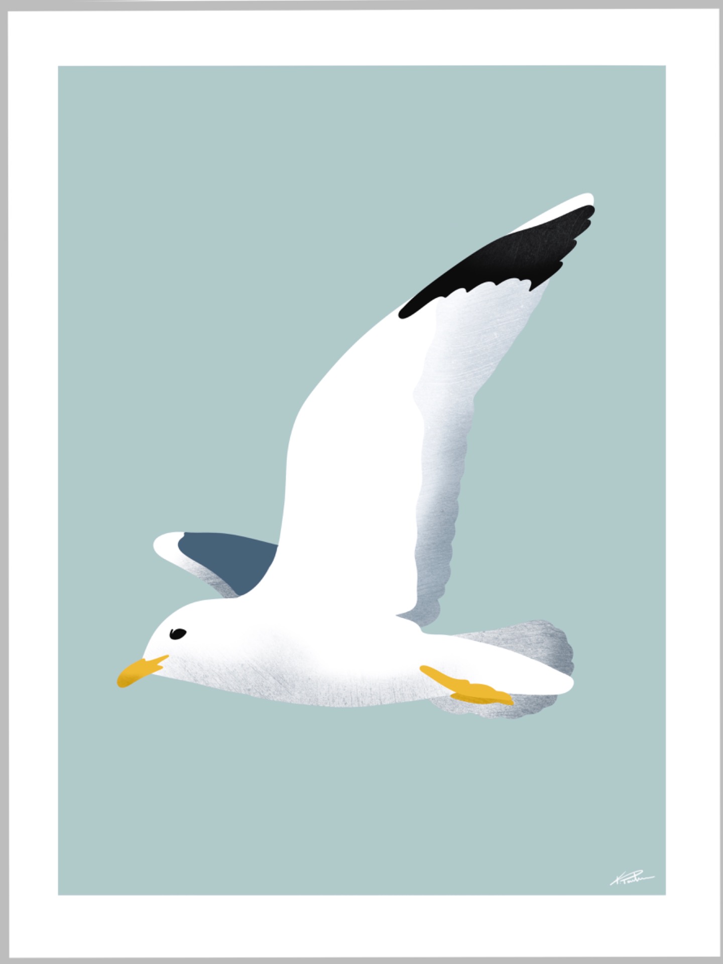 "Måke". Størrelse 30x40cm. Pris: 500,-