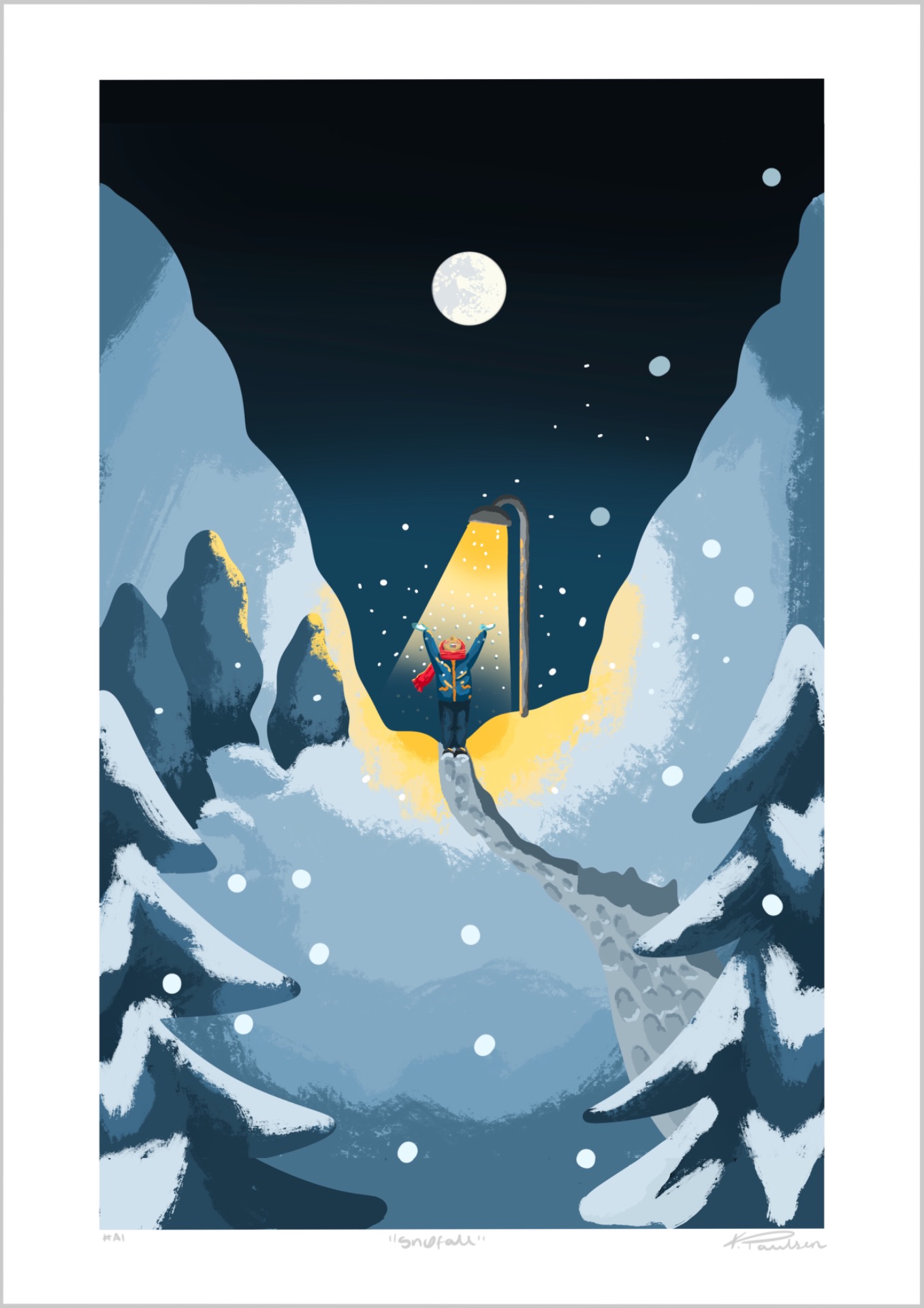 "Snøfall". Størrelse 30x40cm. Pris: 500,-