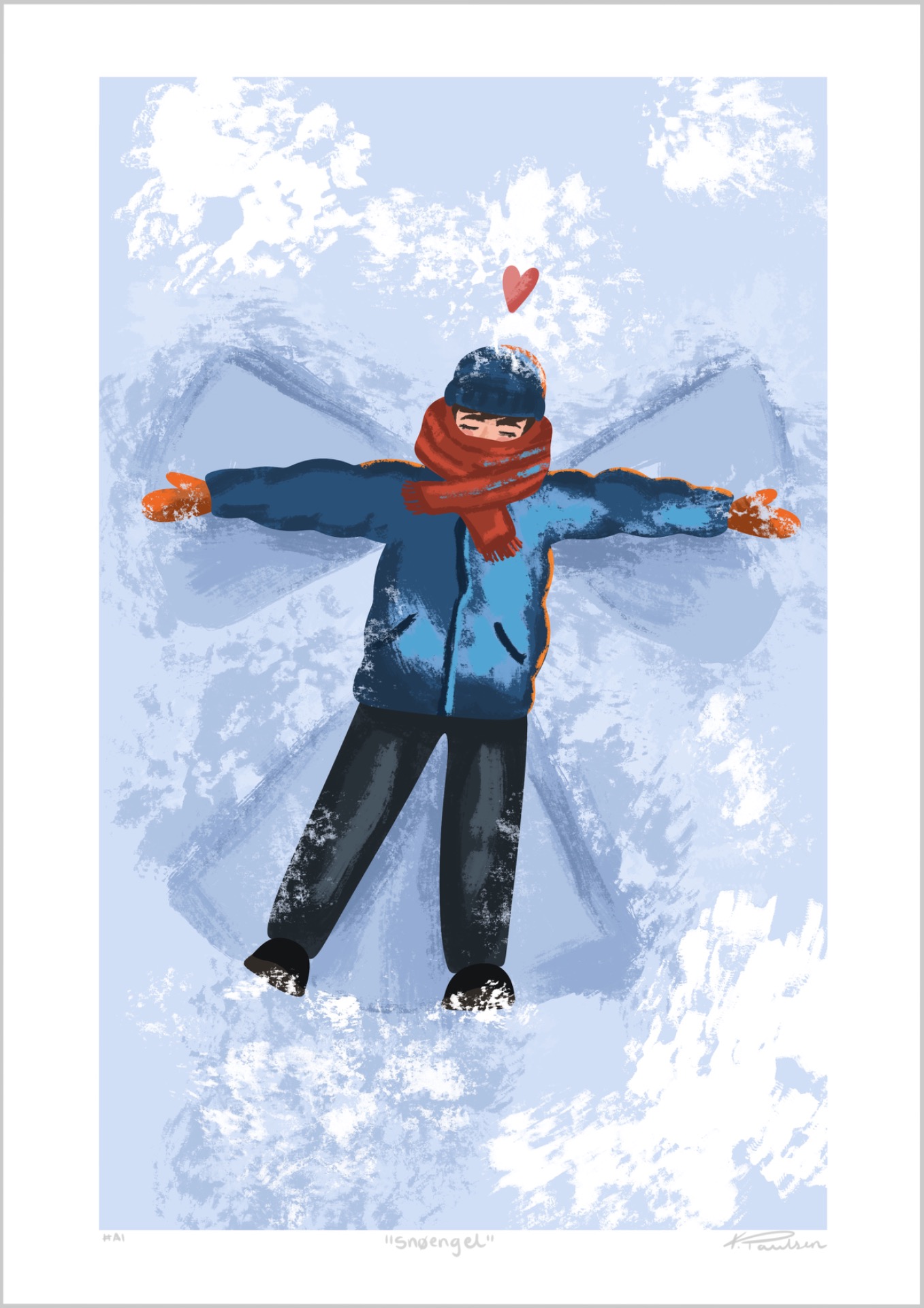 "Snøengel". Størrelse 30x40cm. Pris: 500,-